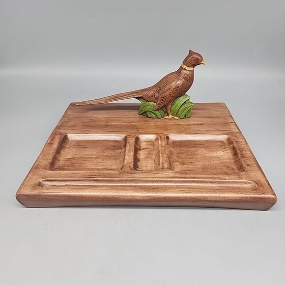 Vintage Ceramic Pheasant Desk Caddy Brown Handpainted - Picture 1 of 8